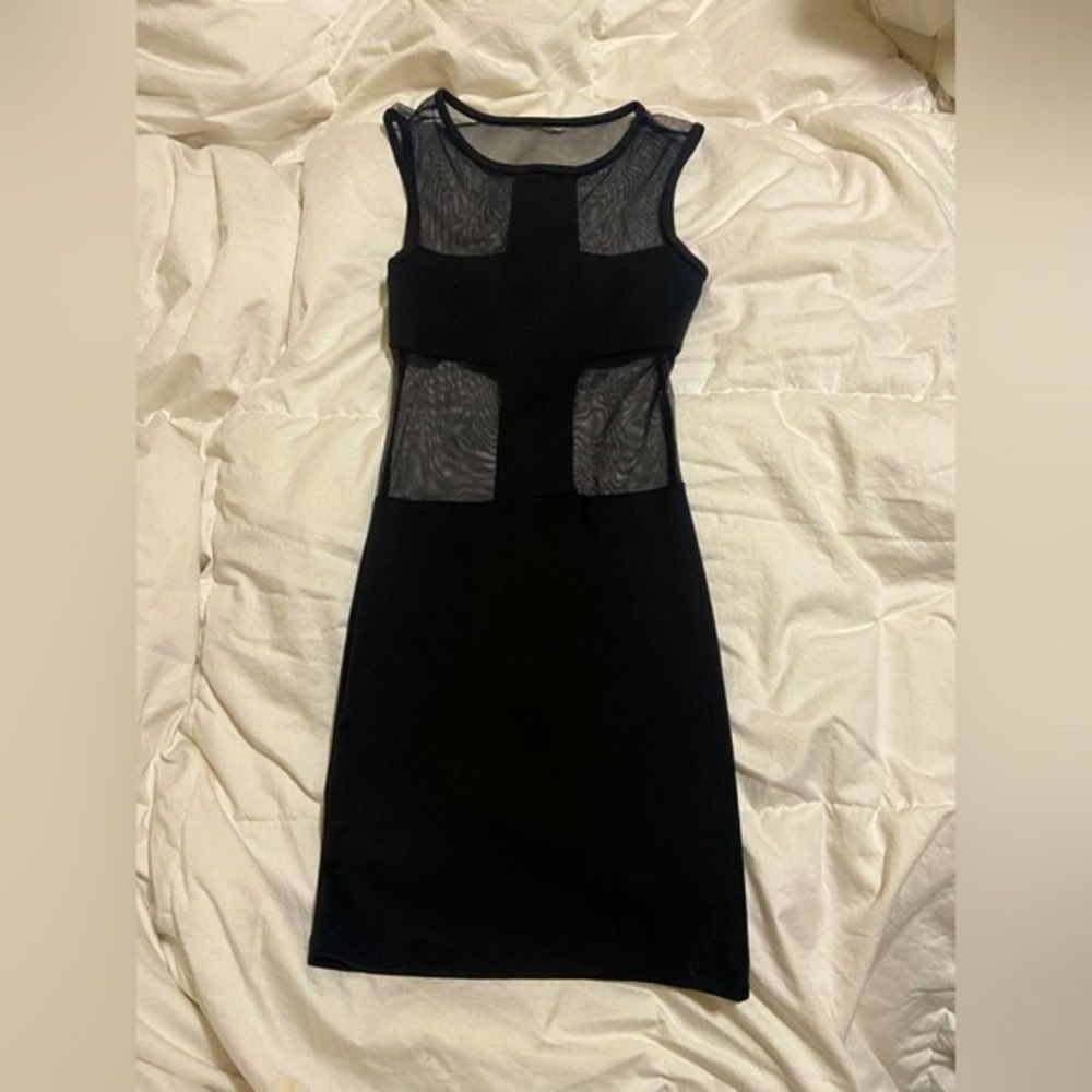 Grace sheer mesh netting Polyester tank sleeveless bodycon dress